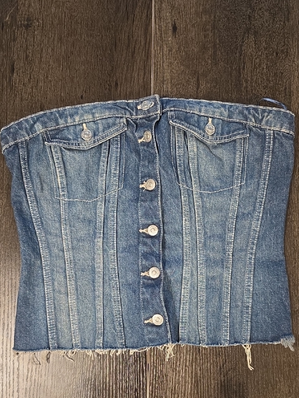 Zara Blue Denim Corset Crop Top